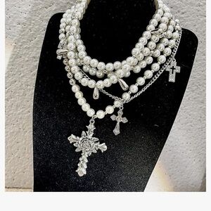 Pearl Rosary necklace set